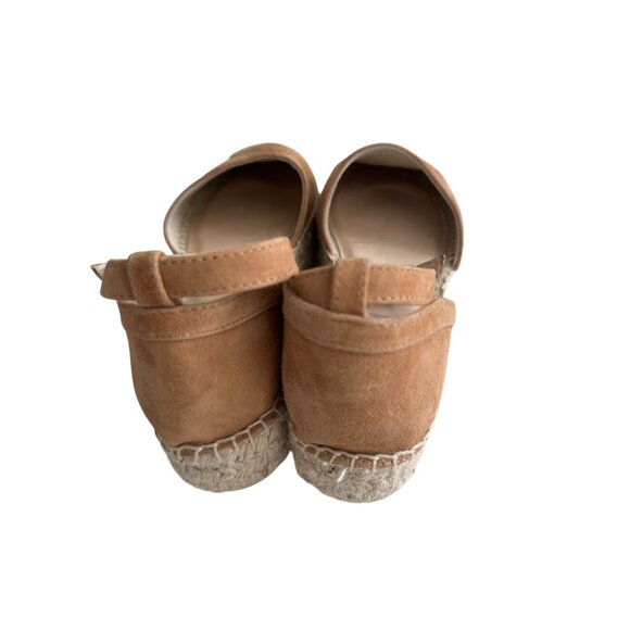 MICHELE LOPRIORE Tan Suede Espadrille Ankle Strap Flats Size 38 - Picture 6 of 10